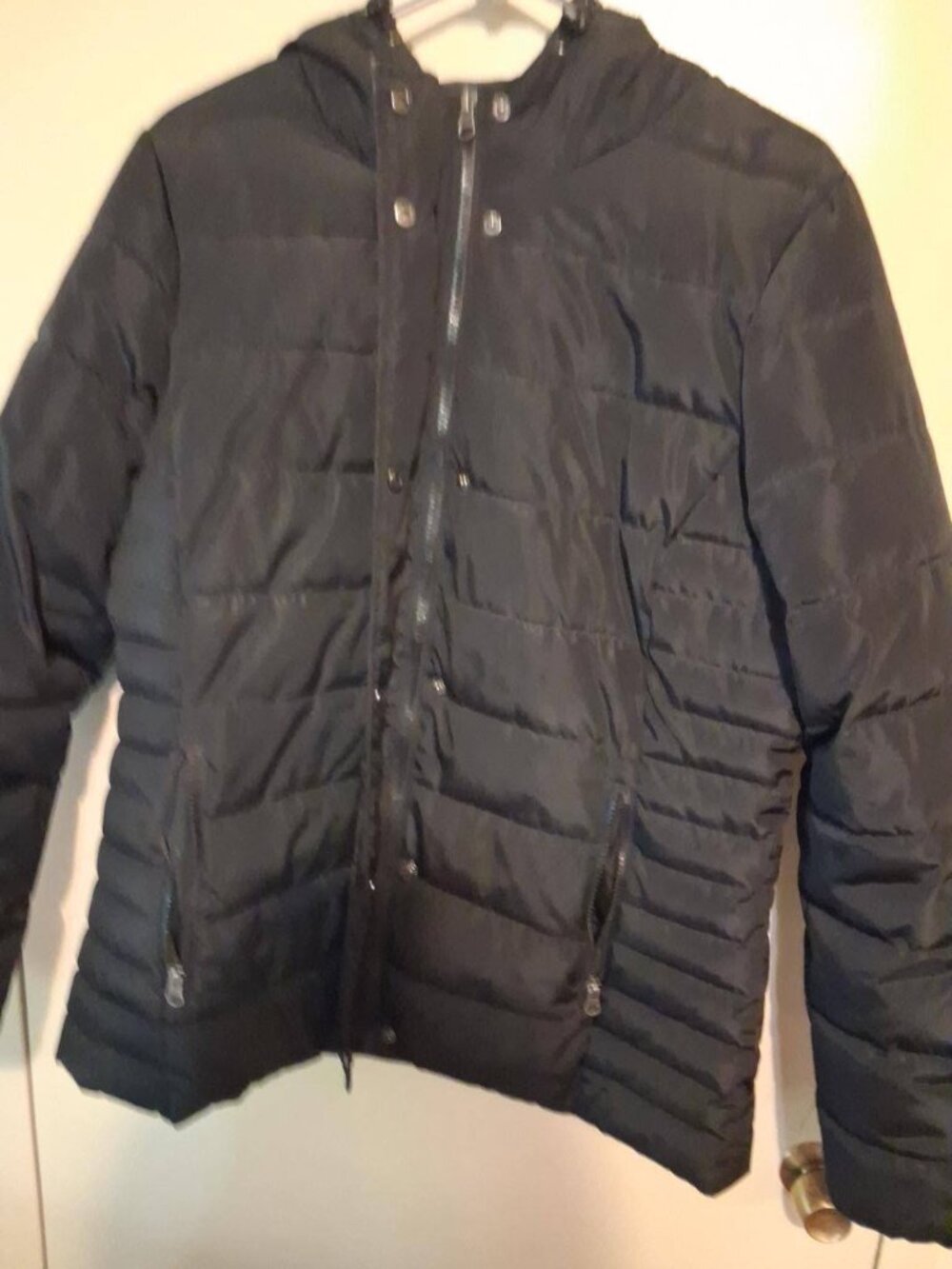 George Black Hooded Puffer Winter Coat Jacket Size L - Picture 2 of 7